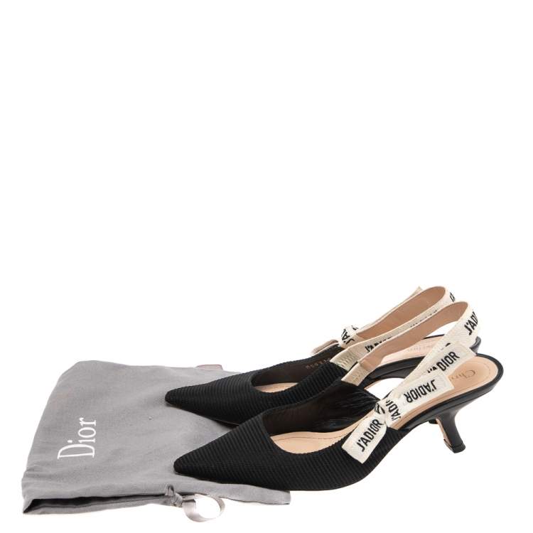 مملوكة مسبقًا Dior Black Canvas And Leather J'Adior Pointed Toe Slingback Sandals Size 37.5