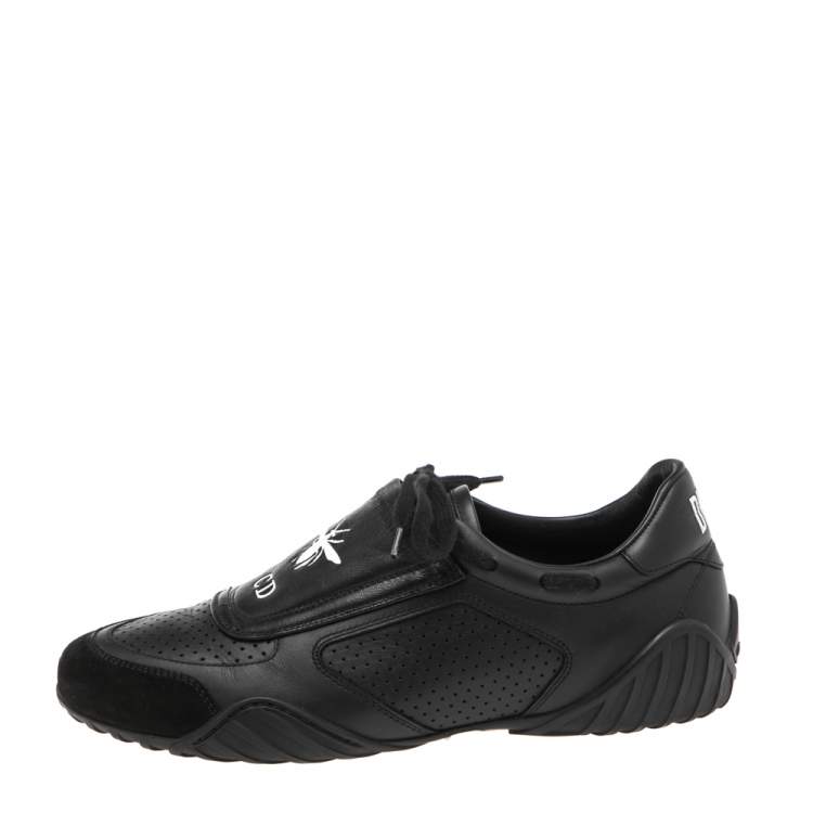 Pre Owned Dior Black Leather and Suede Low Top Sneakers Size 37.5