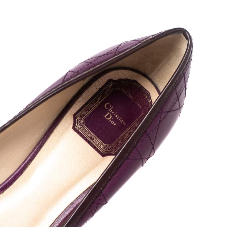 Pre Owned Dior Purple Cannage Leather Bow Pumps Size 40.5
