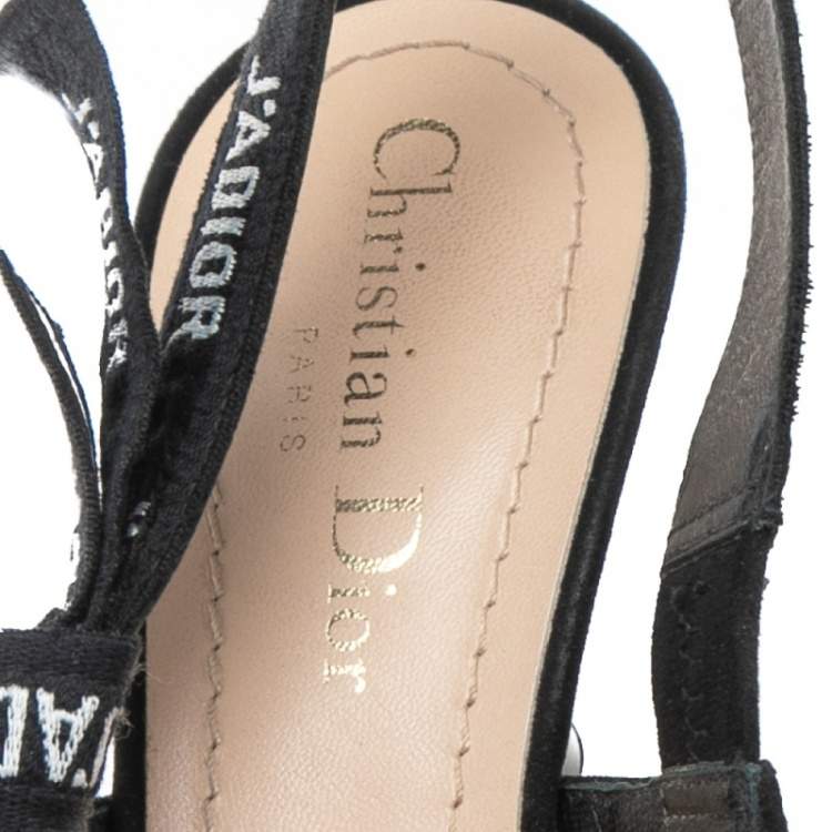 Pre Owned Dior Black Mesh J'Adior Slingback Pumps Size 36