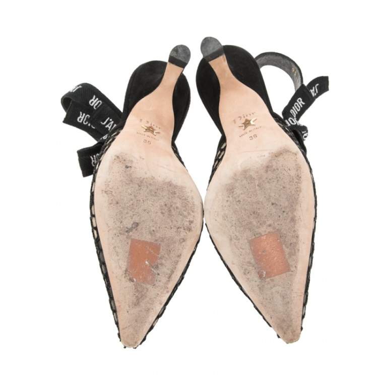 Pre Owned Dior Black Mesh J'Adior Slingback Pumps Size 36