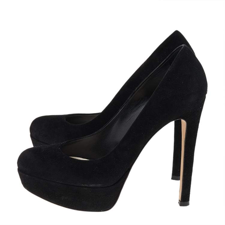 Pre Owned Dior Black Suede Platform Pumps Size 37