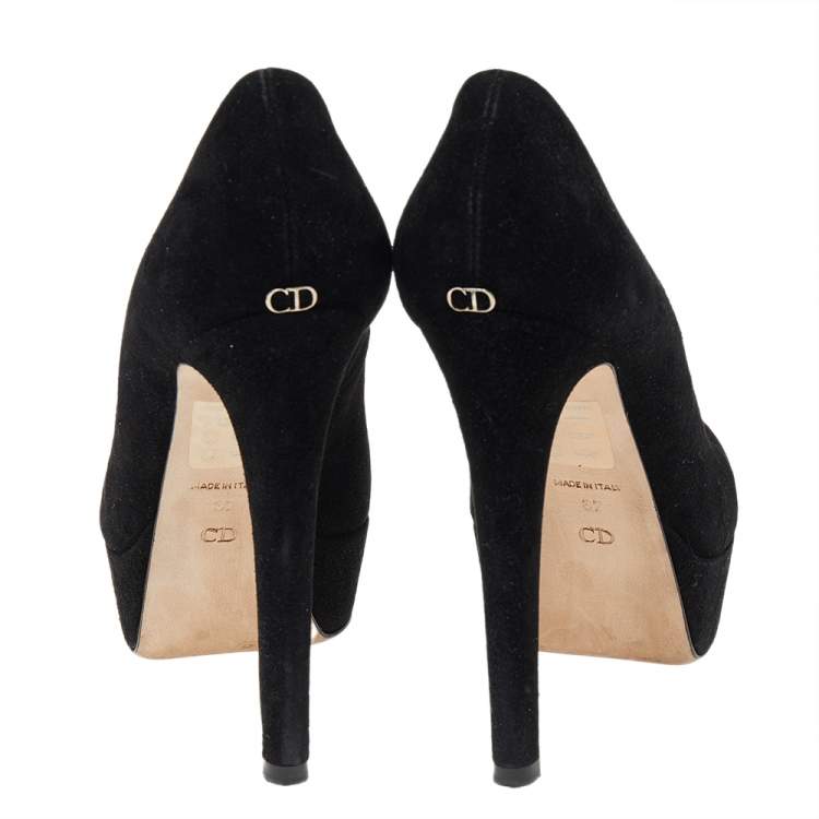 Pre Owned Dior Black Suede Platform Pumps Size 37