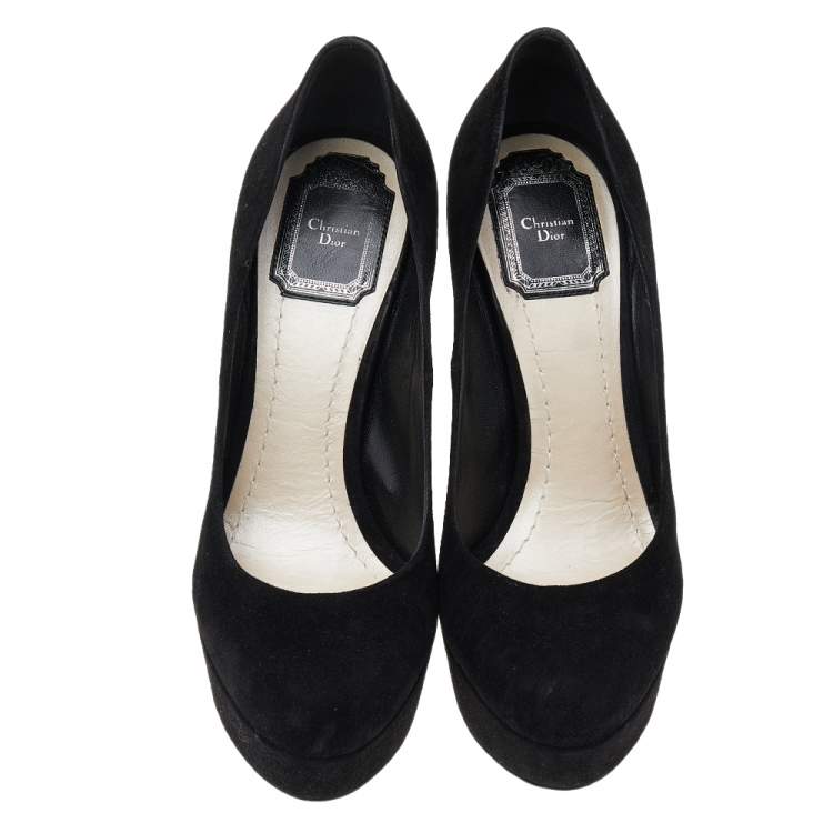 Pre Owned Dior Black Suede Platform Pumps Size 37