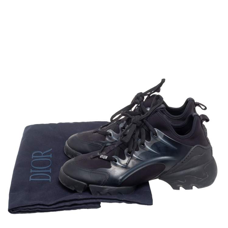 Pre Owned Dior Black Fabric, Rubber, And Leather D-Connect Low Top Sneakers Size 37