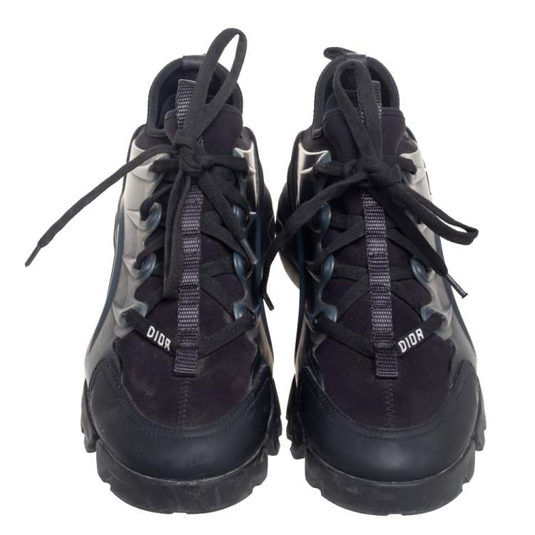 Pre Owned Dior Black Fabric, Rubber, And Leather D-Connect Low Top Sneakers Size 37