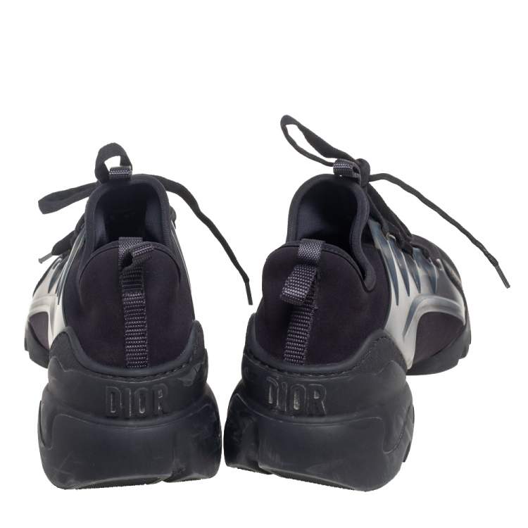 Pre Owned Dior Black Fabric, Rubber, And Leather D-Connect Low Top Sneakers Size 37