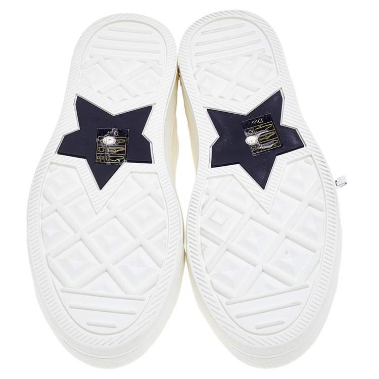 Pre Owned Dior White Canvas And Leather Walk'n'Dior Sneakers Size 38