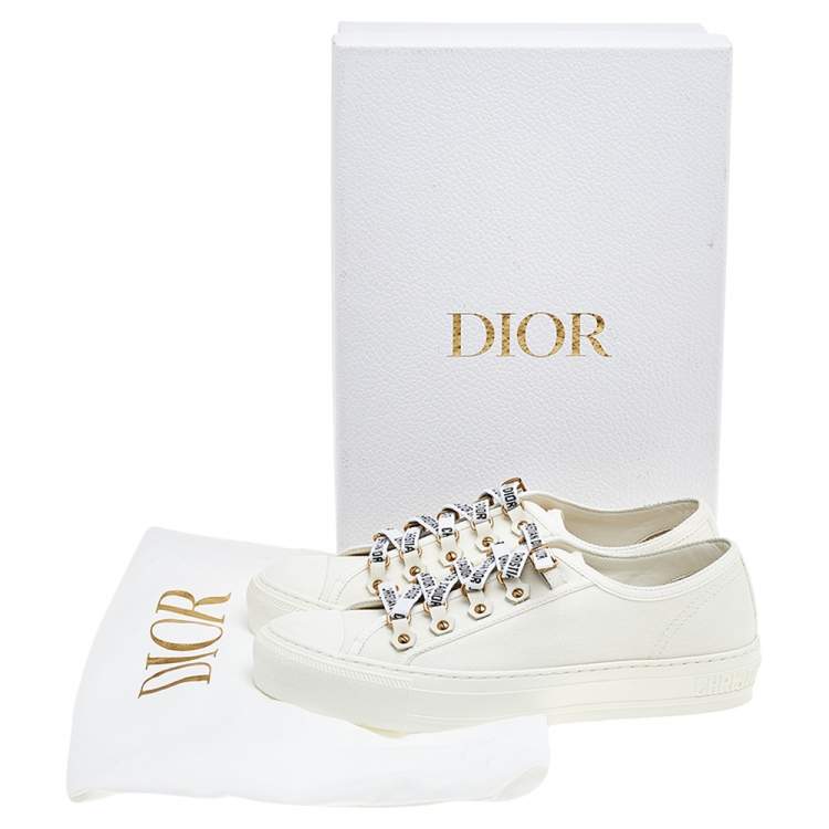 Pre Owned Dior White Canvas And Leather Walk'n'Dior Sneakers Size 38
