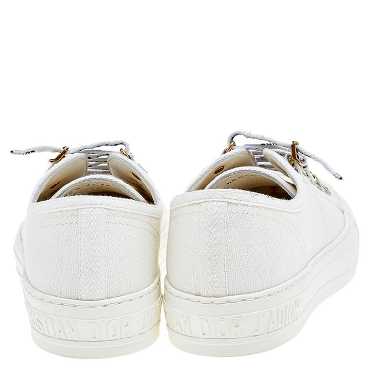 Pre Owned Dior White Canvas And Leather Walk'n'Dior Sneakers Size 38