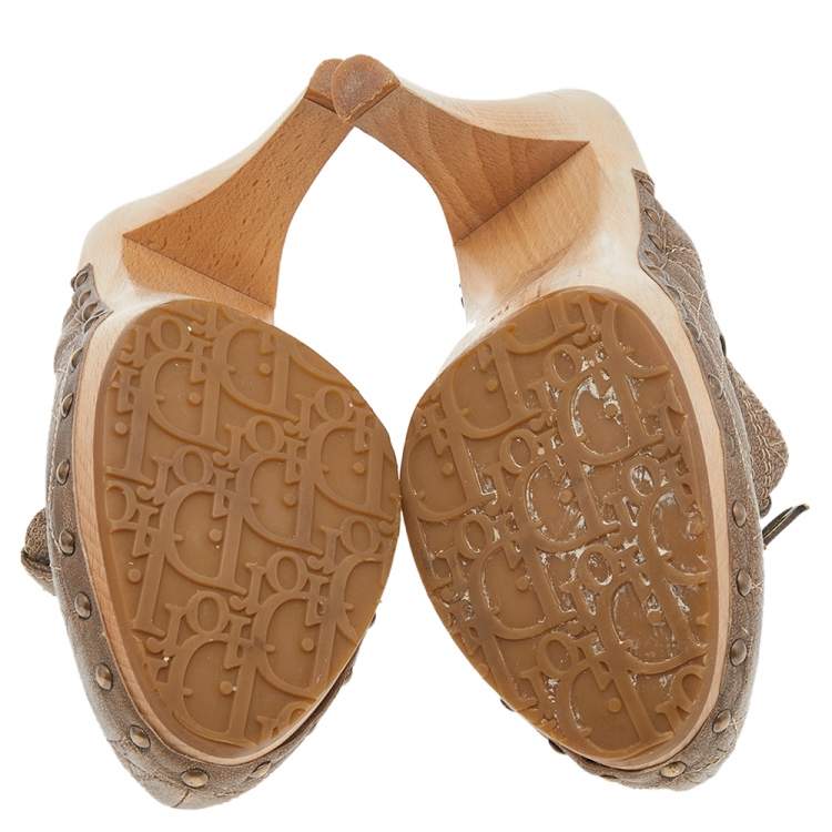 Pre Owned Dior Brown Leather Clog Mules Size 39