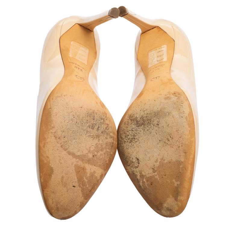 Pre Owned Dior Beige Patent Leather Pumps Size 37.5