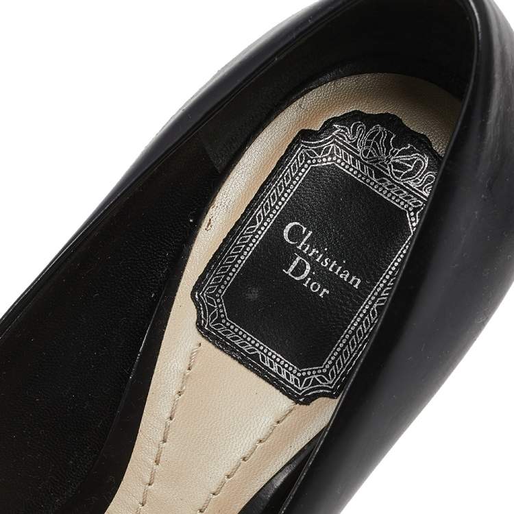 Pre Owned Dior Black Leather Pointed Toe Curved Heel Pumps Size 37