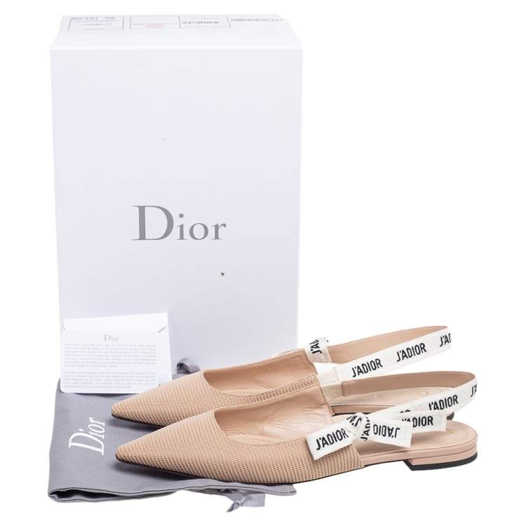 Pre Owned Dior Beige Technical Fabric J'Adior Ballerina Slingback Flats Size 40