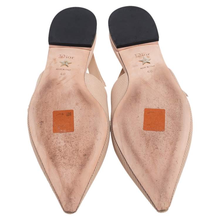 Pre Owned Dior Beige Technical Fabric J'Adior Ballerina Slingback Flats Size 40