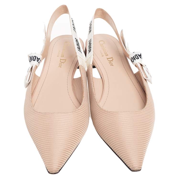 Pre Owned Dior Beige Technical Fabric J'Adior Ballerina Slingback Flats Size 40