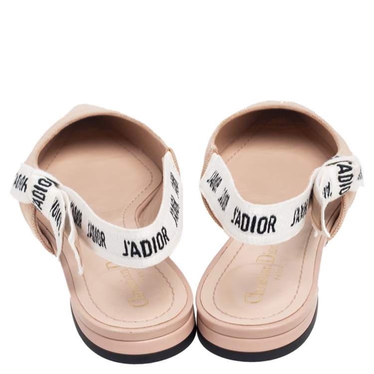 Pre Owned Dior Beige Technical Fabric J'Adior Ballerina Slingback Flats Size 40