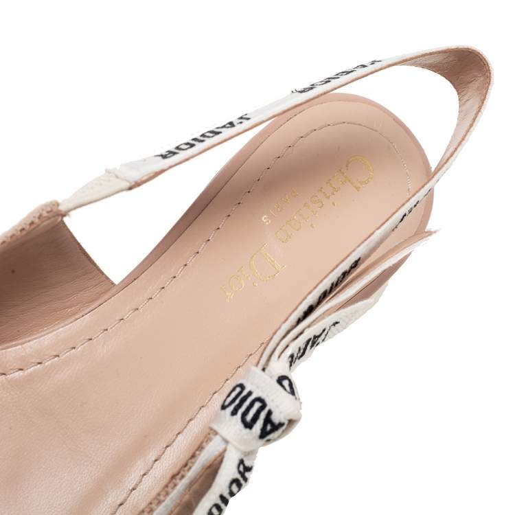 Pre Owned Dior Beige Technical Fabric J'Adior Ballerina Slingback Flats Size 40