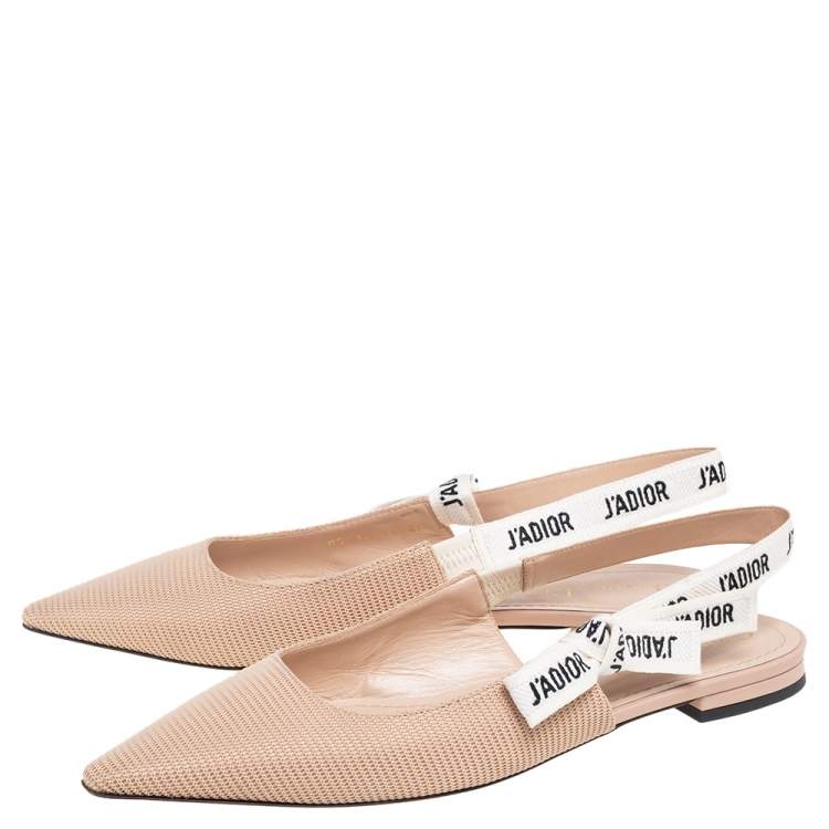 Pre Owned Dior Beige Technical Fabric J'Adior Ballerina Slingback Flats Size 40