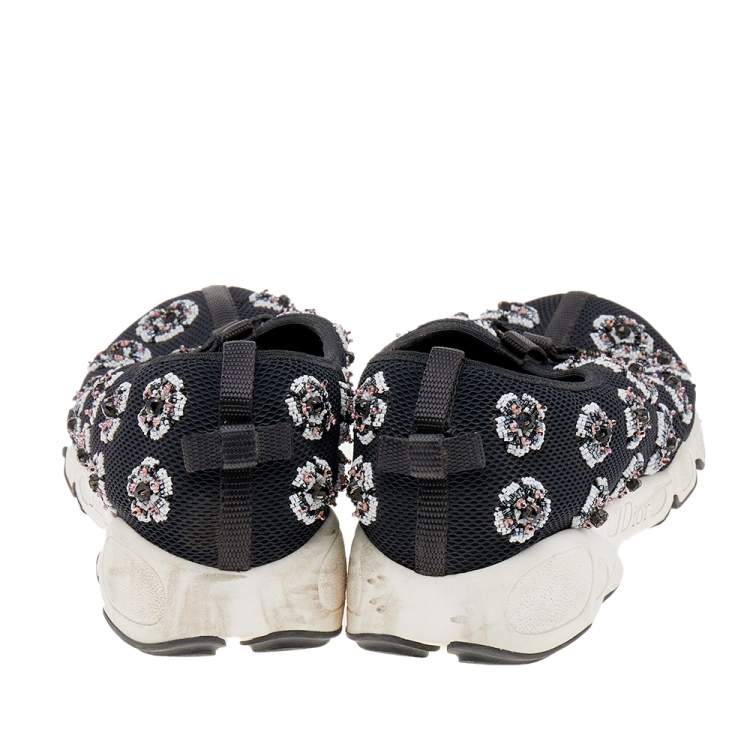 Pre Owned Dior Black Mesh Embellished Fusion Slip On Sneakers Size 39