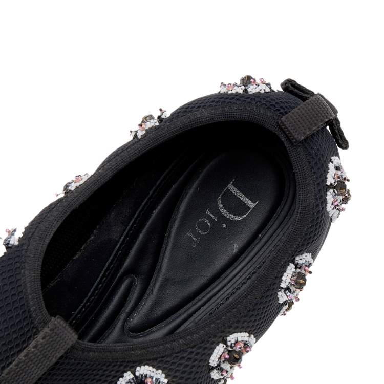 Pre Owned Dior Black Mesh Embellished Fusion Slip On Sneakers Size 39