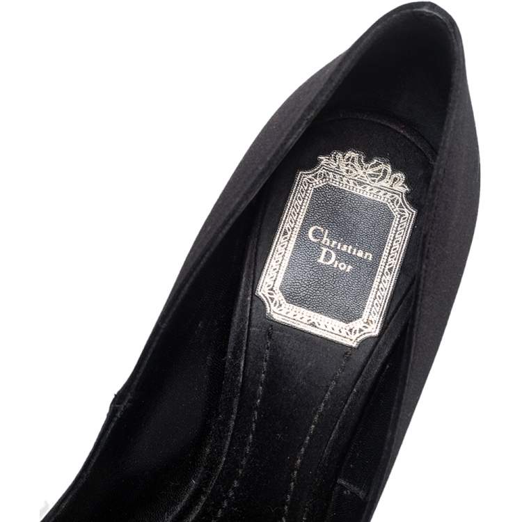 Pre Owned Dior Black Satin Comete Pointed Toe Pumps Size 36.5