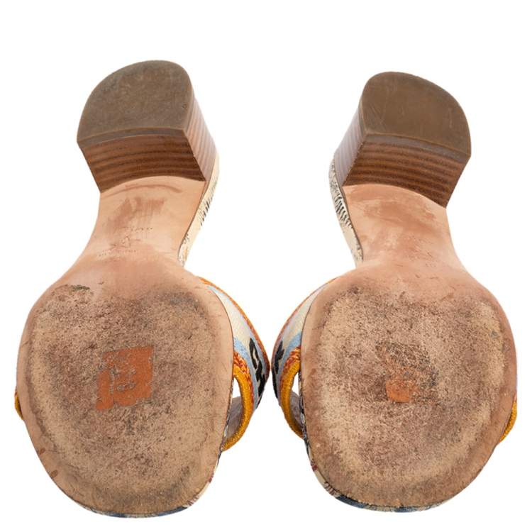 Pre Owned Dior Multicolour Canvas D-Way Slide Sandals Size 38