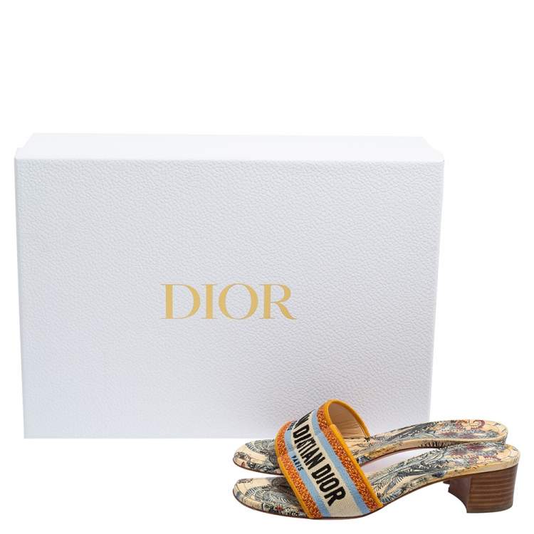 Pre Owned Dior Multicolour Canvas D-Way Slide Sandals Size 38