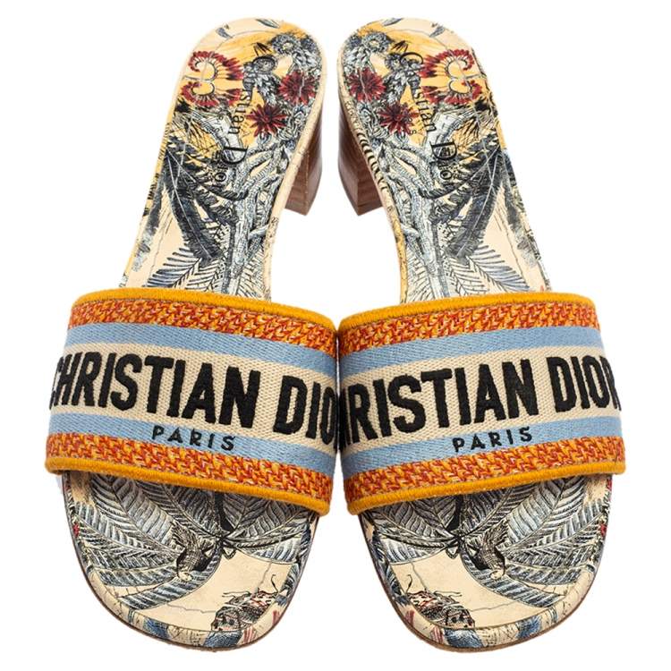 Pre Owned Dior Multicolour Canvas D-Way Slide Sandals Size 38