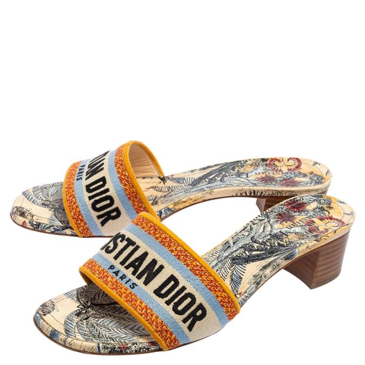 Pre Owned Dior Multicolour Canvas D-Way Slide Sandals Size 38