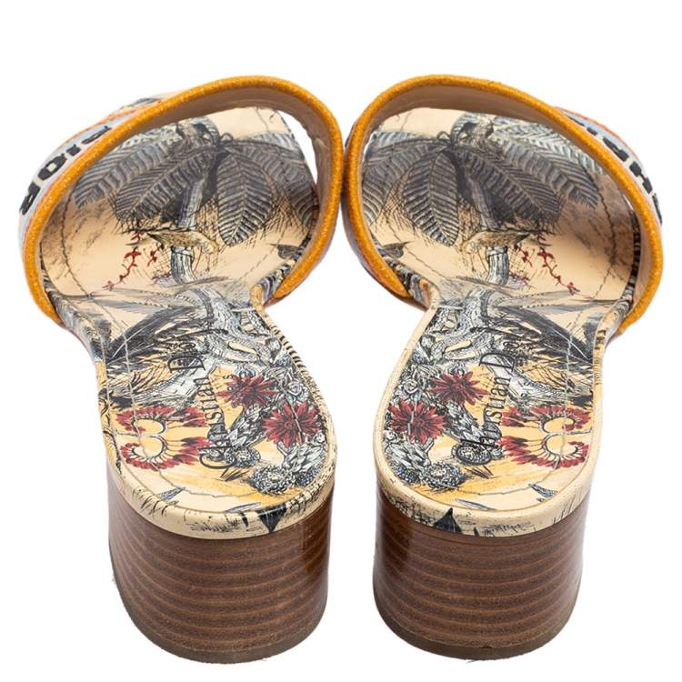 Pre Owned Dior Multicolour Canvas D-Way Slide Sandals Size 38