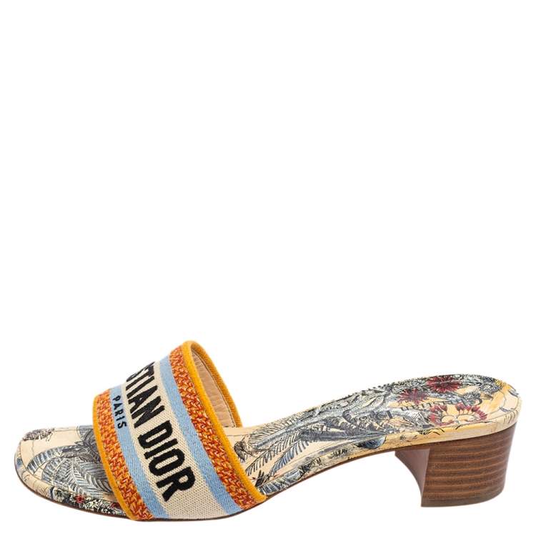 Dior Multicolour Canvas D-Way Slide Sandals Size 38 Dior | TLC