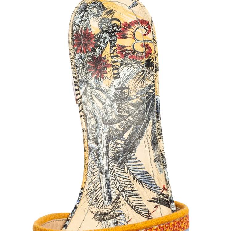 Pre Owned Dior Multicolour Canvas D-Way Slide Sandals Size 38