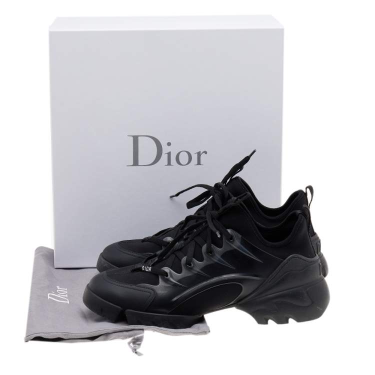 Pre Owned Dior Black Leather And Neoprene D-Connect Low Top Sneakers Size 41