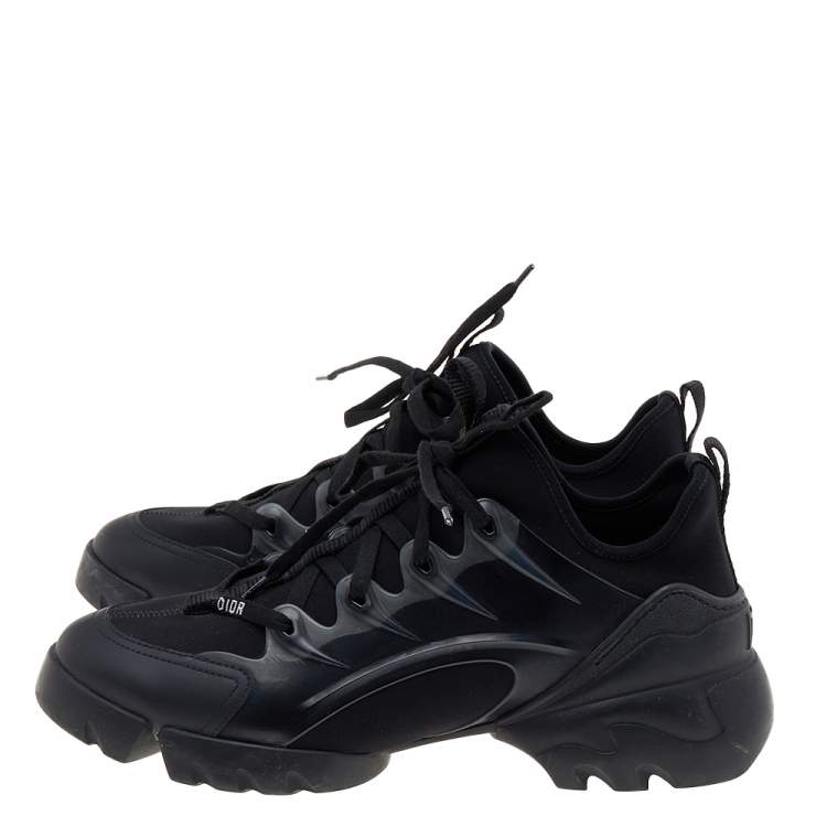 Pre Owned Dior Black Leather And Neoprene D-Connect Low Top Sneakers Size 41