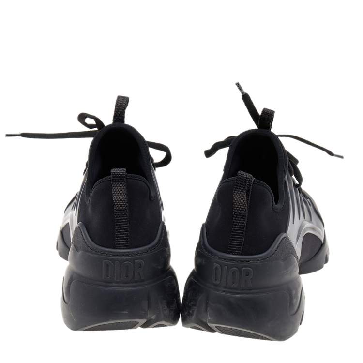 Pre Owned Dior Black Leather And Neoprene D-Connect Low Top Sneakers Size 41