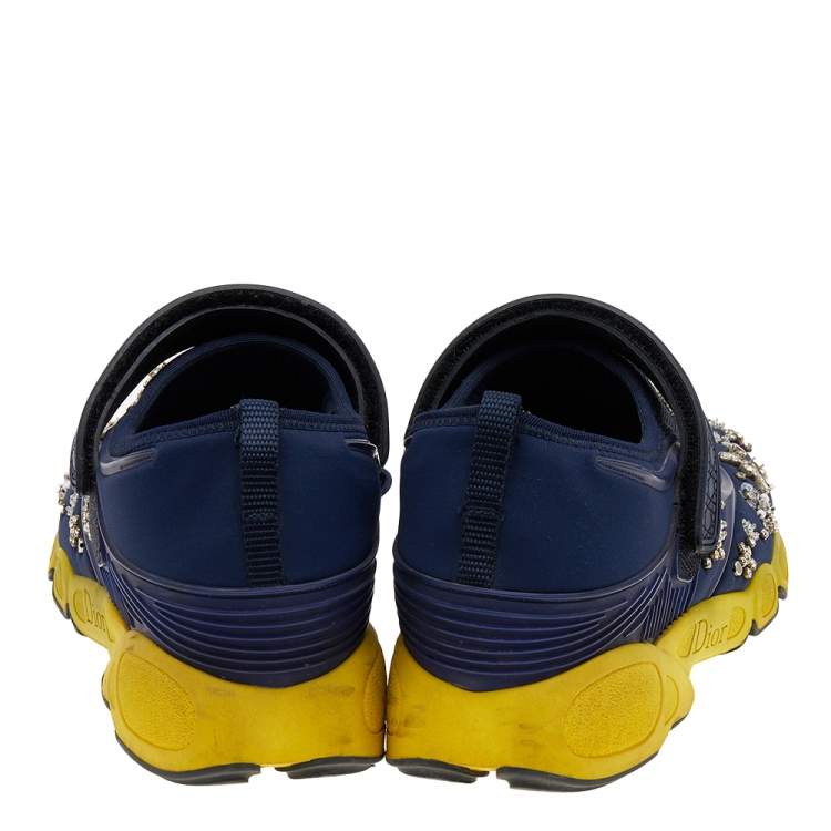 Pre Owned Dior Blue Mesh And Fabric Fusion Sneakers Size 39