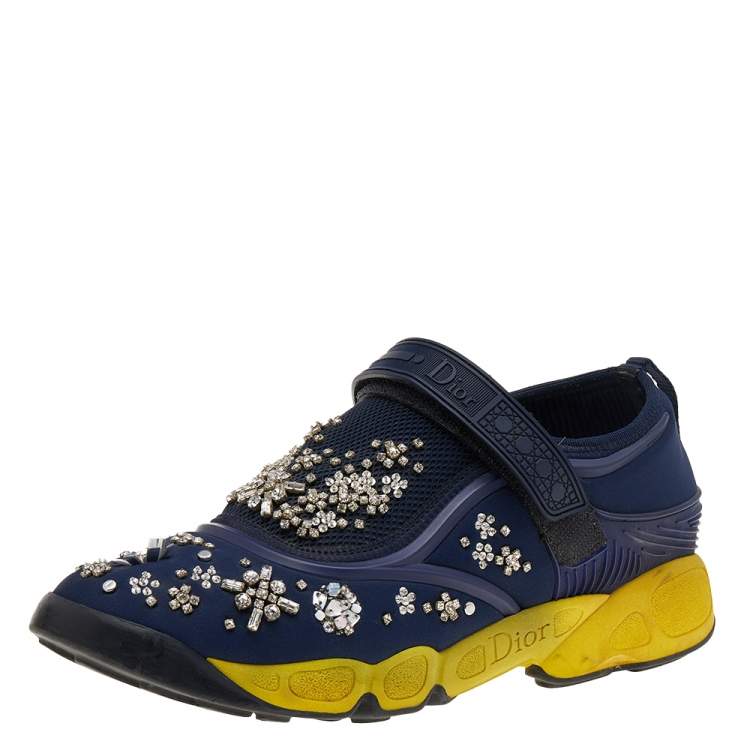 Pre Owned Dior Blue Mesh And Fabric Fusion Sneakers Size 39