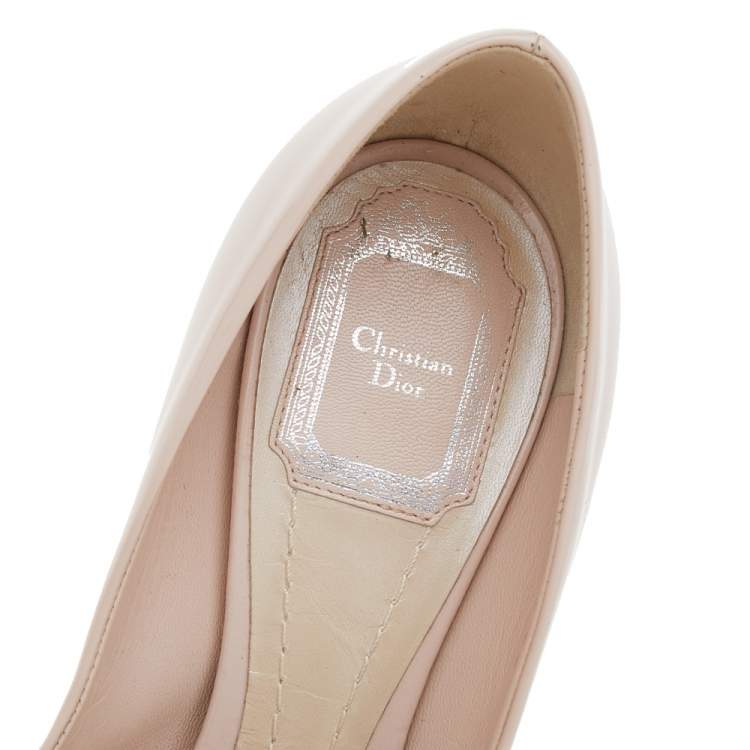 Pre Owned Dior Nude Pink Leather Square Sole Platform Pumps Size 38