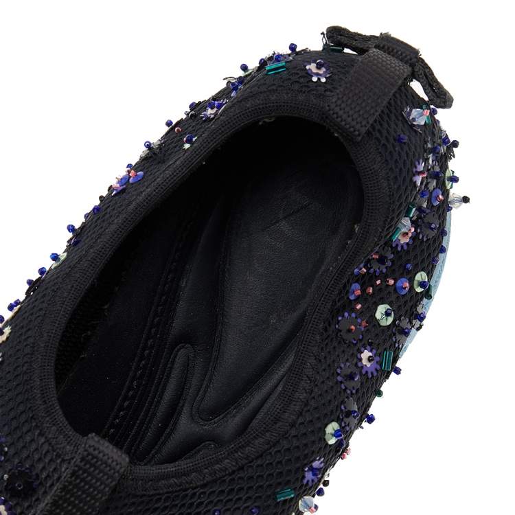 Pre Owned Dior Black Mesh Fusion Embellished Slip On Sneakers Size 36.5