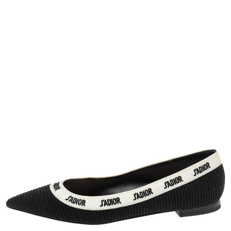 Pre Owned Dior Black Technical Fabric J'adior Pointed Toe Ballet Flats Size 36