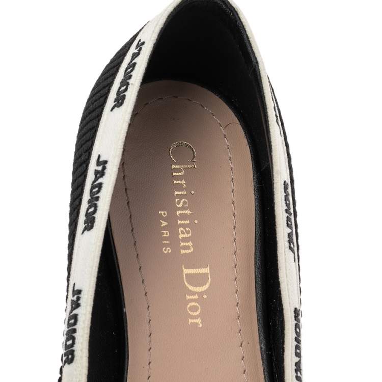 Pre Owned Dior Black Technical Fabric J'adior Pointed Toe Ballet Flats Size 36