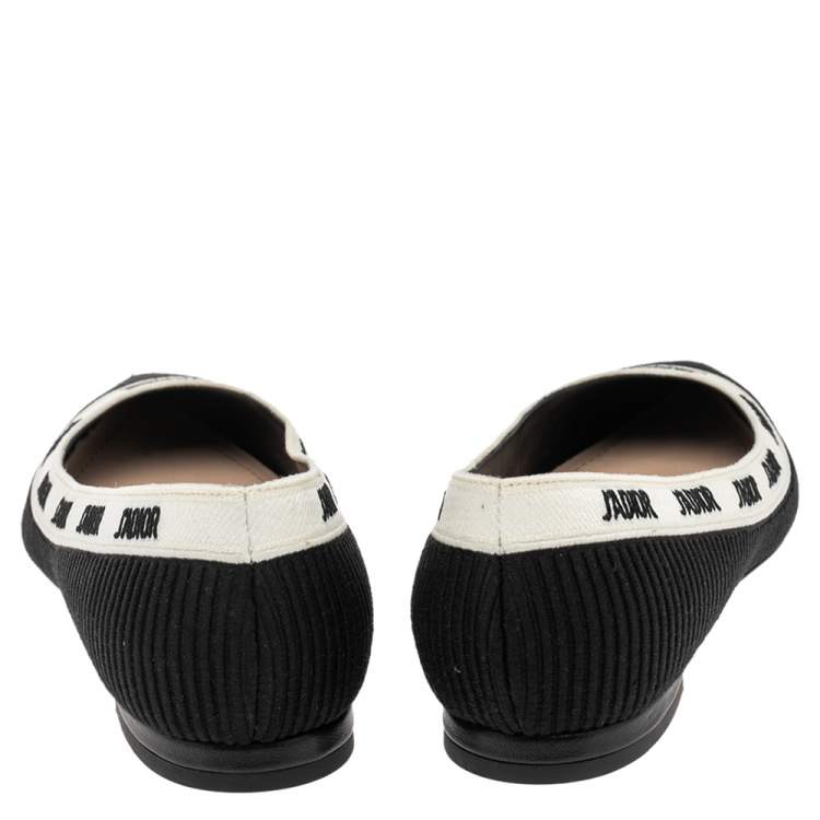 Pre Owned Dior Black Technical Fabric J'adior Pointed Toe Ballet Flats Size 36