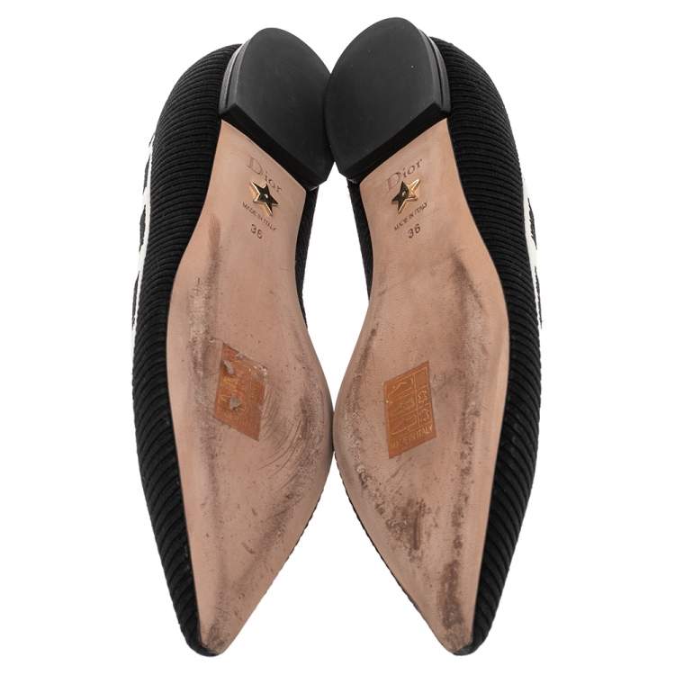 Pre Owned Dior Black Technical Fabric J'adior Pointed Toe Ballet Flats Size 36