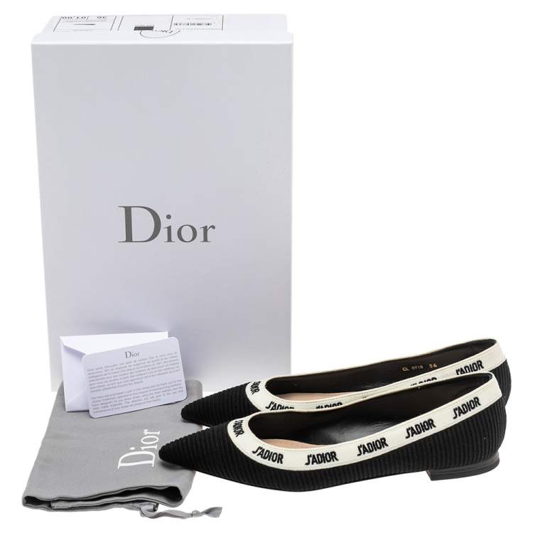 Pre Owned Dior Black Technical Fabric J'adior Pointed Toe Ballet Flats Size 36