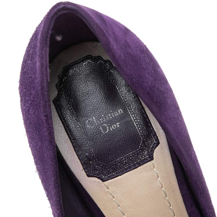 Pre Owned Dior Purple Suede Round-Toe Platform Pumps Size 37