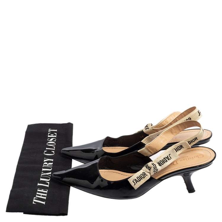 Pre Owned Dior Black Patent Leather J'adior Slingback Pumps Size 40