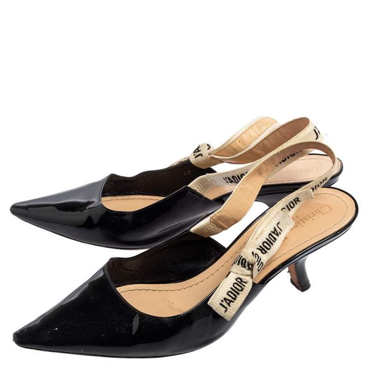 Pre Owned Dior Black Patent Leather J'adior Slingback Pumps Size 40