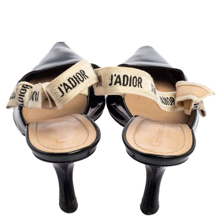 Pre Owned Dior Black Patent Leather J'adior Slingback Pumps Size 40