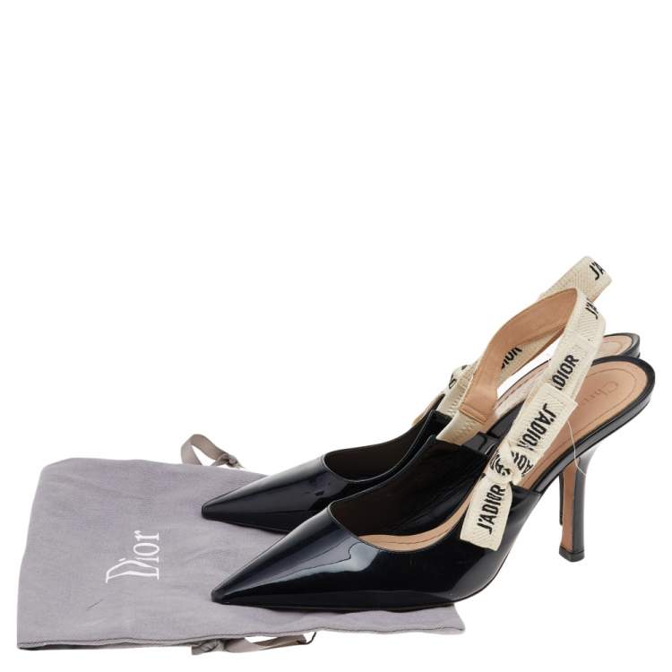 Pre Owned Dior Black Patent Leather J'adior Slingback Pumps Size 38